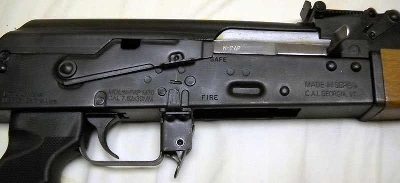detail, M70 receiver, right side